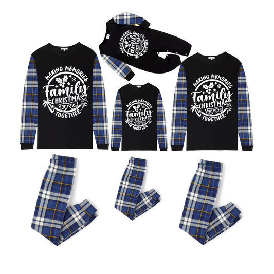 Making Memories Family Christmas Pajamas - Black & Blue Plaid