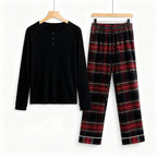 Best Christmas Gift for Families – Cute Button-Neck & Checkered Pants