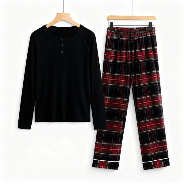 Best Christmas Gift for Families – Cute Button-Neck & Checkered Pants