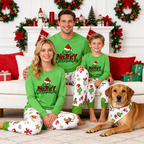 Holiday Family Matching Pajamas - Grinch Peeking Merry Christmas Plaid Graphic PJs