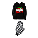 Couple Black and White Plaid Pajamas "Santa Squad" and Santa Claus Print