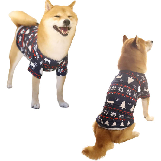 Merry Christmas Elk Tree and Snowflake Print Dog Clothes Pet Outfits and Pet Triangle Bibs Scarf