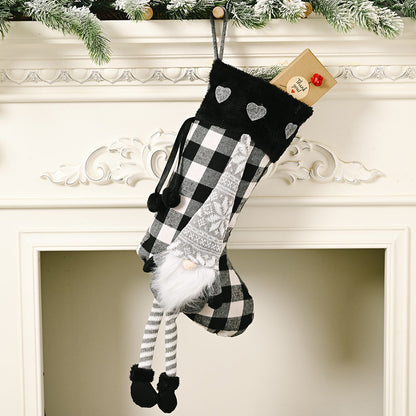Christmas Tree Ornaments Love Print Fluffy Hanging Leg Plaid Red/gray Christmas Gift Socks