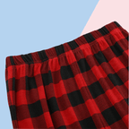 MERRY CHRISTMAS Antler Print Grey Top with Black and Red Plaid Pants Family Matching Pajamas Set
