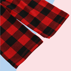 MERRY CHRISTMAS Antler Print Grey Top with Black and Red Plaid Pants Family Matching Pajamas Set