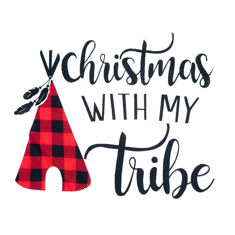 Christmas Matching Family Pajamas Tent Print Blue Plaid Pajamas Set