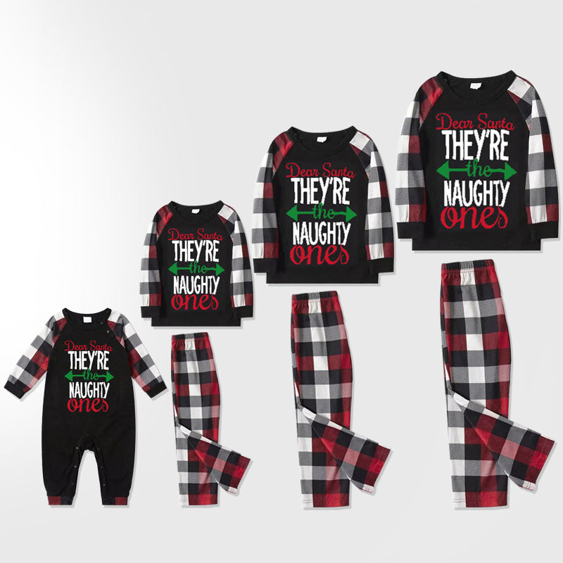 Merry Christmas Matching Family Pajamas Deer Print Black White Plaids Pajamas Set