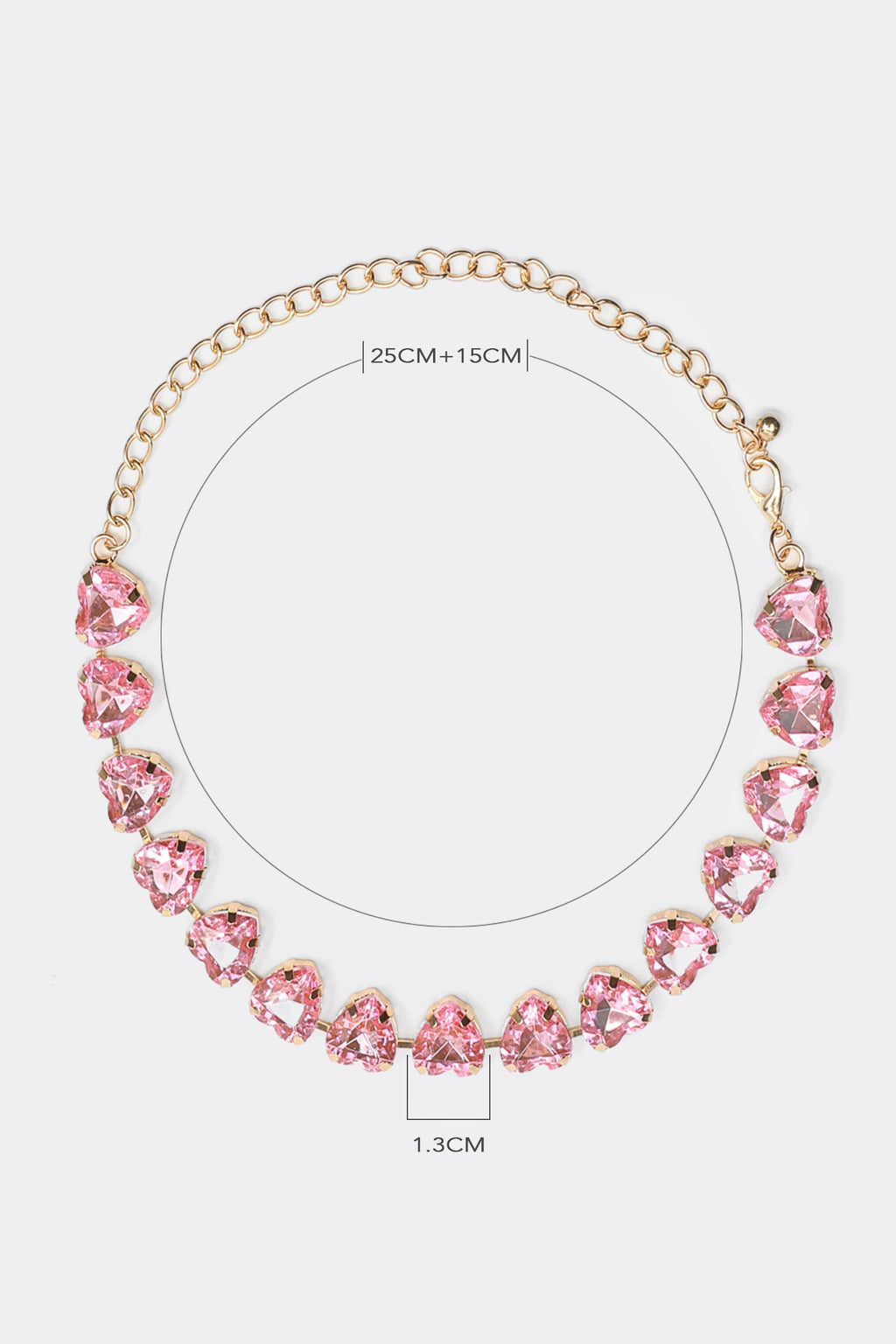 Stud Heart Shape Faux Pink Crystal Necklace