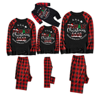 Cute Elk and "2025 Family Christmas" Text Print Black & Red Plaid Christmas Matching Pajamas