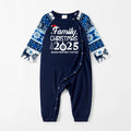 "Family Christmas 2025 " Text Print Blue Family Matching Pajamas