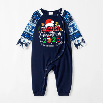 Family Christmas 2025 Making Memories Together Text Print Blue Family Matching Pajamas