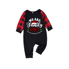 "We are Family2025" Santa Hat Monogram Print Letter Black & Red Plaid Family Matching Black Pajamas