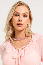 Stud Heart Shape Faux Pink Crystal Necklace
