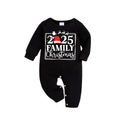 "Family Christmas 2025" Text Printed Black and Green Plaid Family Christmas Matching Pajamas
