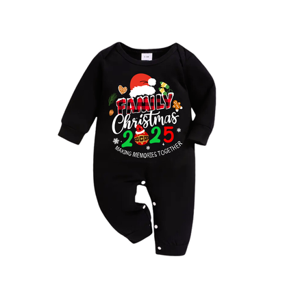 "Making Memories Together Christmas 2025" Print Black and Green Plaid Pants Family Matching Pajamas