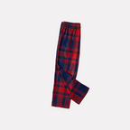 "Family Christmas 2025" Text and Santa Hat Prints Blue Long Sleeves Top with Red and Blue Plaid Pants Christmas Matching Pajamas