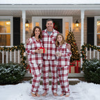 Matching Family Sleepwear Red White Plaid Christmas Pajamas Set