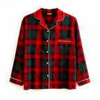 Matching Christmas Red and Green Plaid Button Up Family Pajamas Sets