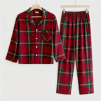 Couple Matching Festive Red Plaid Pajama Set
