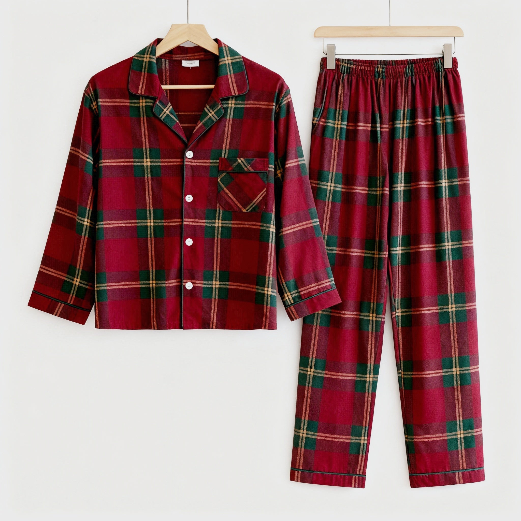 Couple Matching Festive Red Plaid Pajama Set