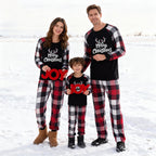 Merry Christmas Matching Family Pajamas Deer Print Black White Plaids Pajamas Set