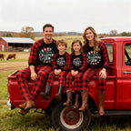 "2025 Christmas Crew" Text Print Black & Red Plaid Christmas Matching Pajamas