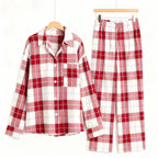 Matching Family Sleepwear Red White Plaid Christmas Pajamas Set