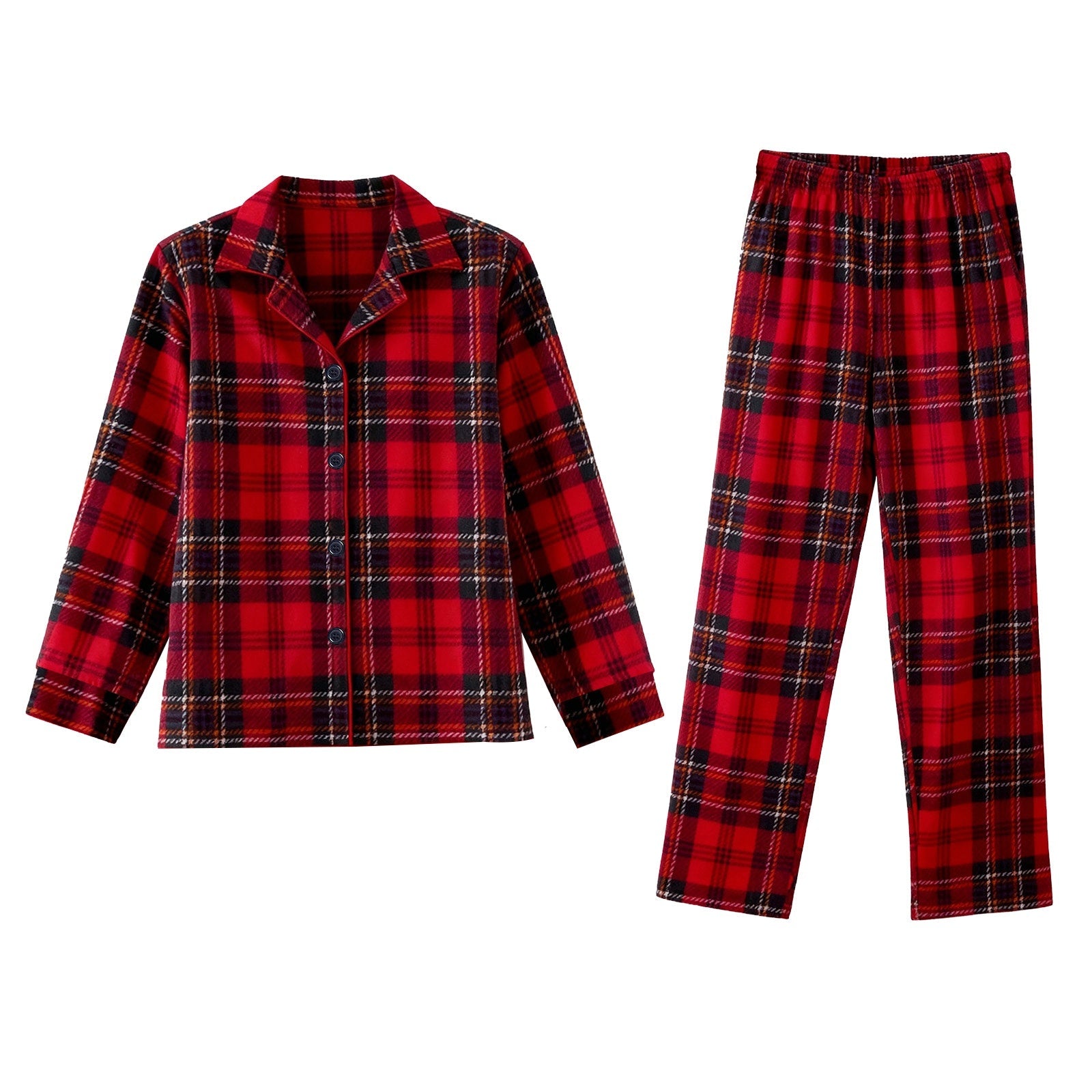 Family Holiday Christmas Cotton Red Plaid Pajamas Set