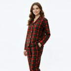 Christmas Red and Green Plaid Button Up Family Pajamas Sets