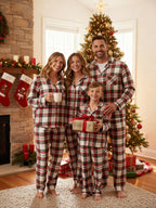 Holiday Family Red Plaid Button-Front Matching Pajamas Set