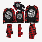 Christmas Make Memories Together 2026 Print Black & Red Plaid Family Matching Black Pajamas With Dog bandana