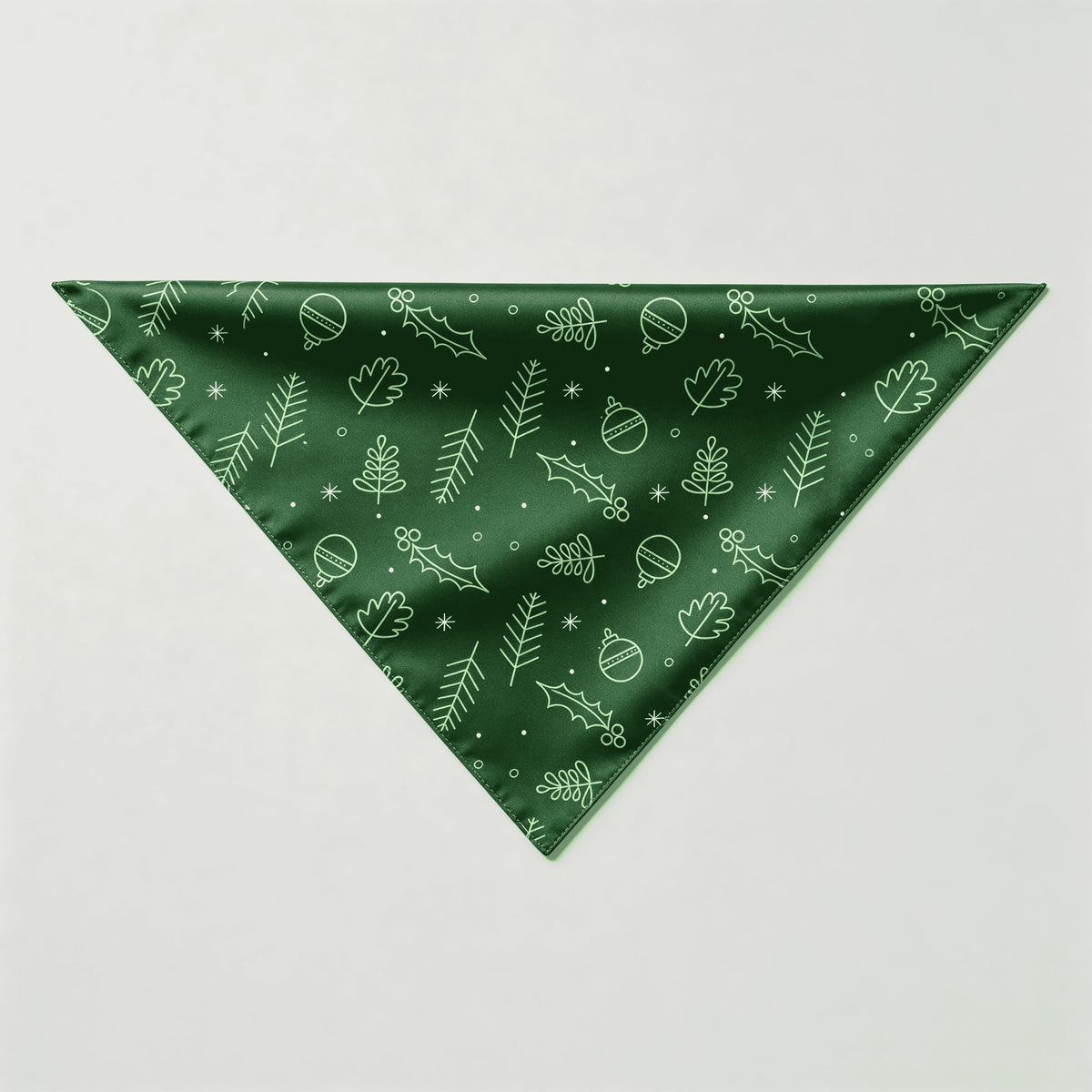 Emerald Green Festive Line-Art Print Satin Button-Up Family Christmas Pajamas Set