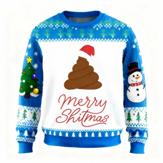 Zany Cartoon Pattern Print Sweater - Ugly & Cozy Unisex Pullover
