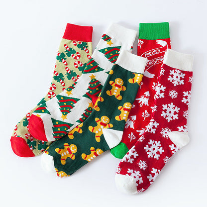 Christmas Stockings Christmas Tree Snowflake Cartoon Socks 5 Pairs