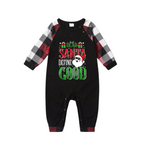 "Dear Santa Define Good" Slogan Printed Red&Black&White Plaid  Matching Pajamas