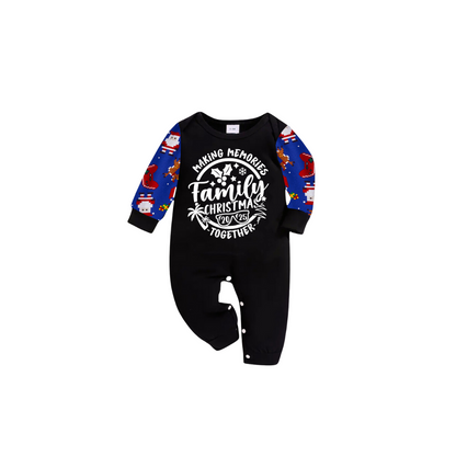 Making Memories Family Christmas Pajamas - Black & Blue Santa Print