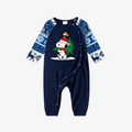 Snoopy Dog Printed Blue Christmas Family Pajama Set