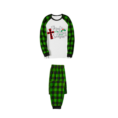 Jesus Reason Christmas Pajamas - Green Buffalo Plaid