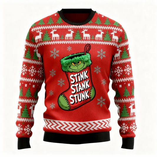 Xmas Sock Pattern Design Sweater - Ugly & Cozy Unisex Pullover