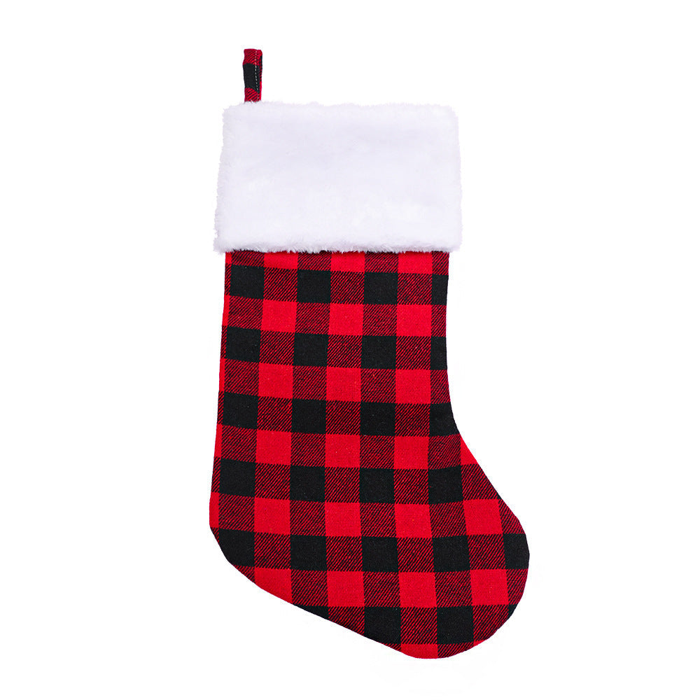 Christmas Hotel Living Room Decoration Black and Red Plaid Christmas Socks 3PCS