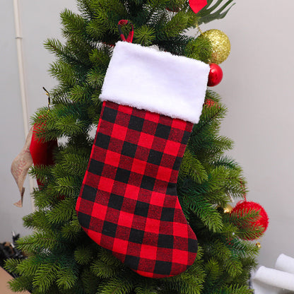 Christmas Hotel Living Room Decoration Black and Red Plaid Christmas Socks 3PCS