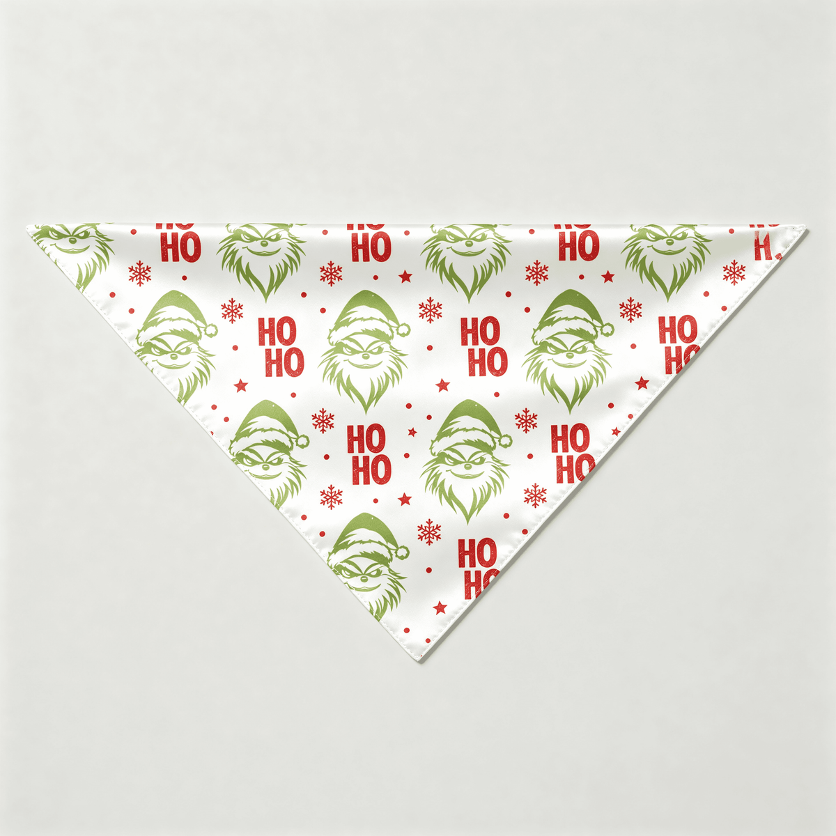 Green Face & Ho Ho Text Print Satin Button-Up Family Christmas Pajamas Set