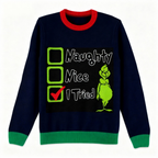 Festive & Fearless: Jolly Cartoon Pattern Print Christmas Jumper