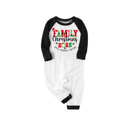"Family Christmas 2025 Making Memories Together" Cute Christmas Elements Printed Green and Black Plaid Christmas Family Pajamas