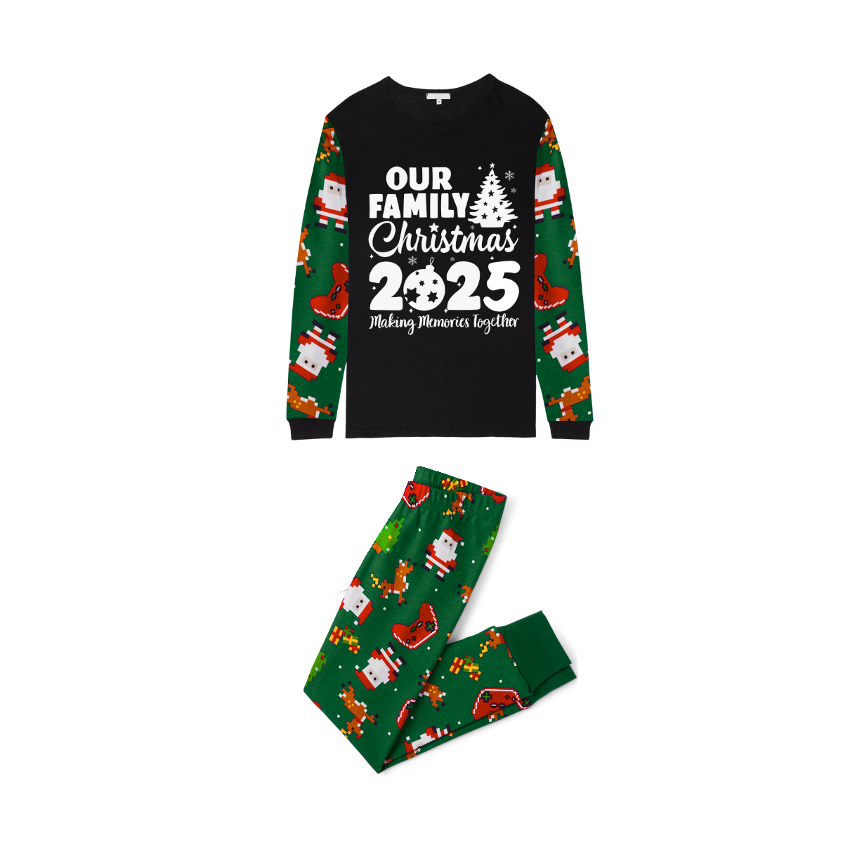 2025 Our Family Christmas Matching Pajamas-Santa Green