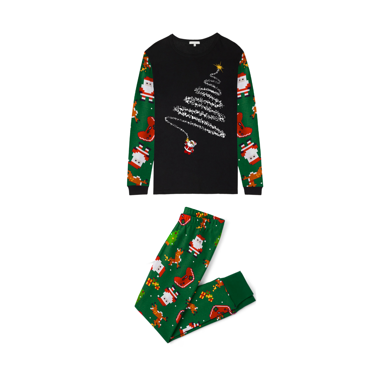Santa¡¯s Christmas Tree Pajama Set with Fun Holiday Prints