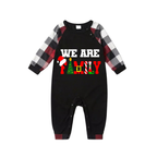 "We are Family" Text Prints Red & Black & Grey & White Plaid Family Matching Pajamas