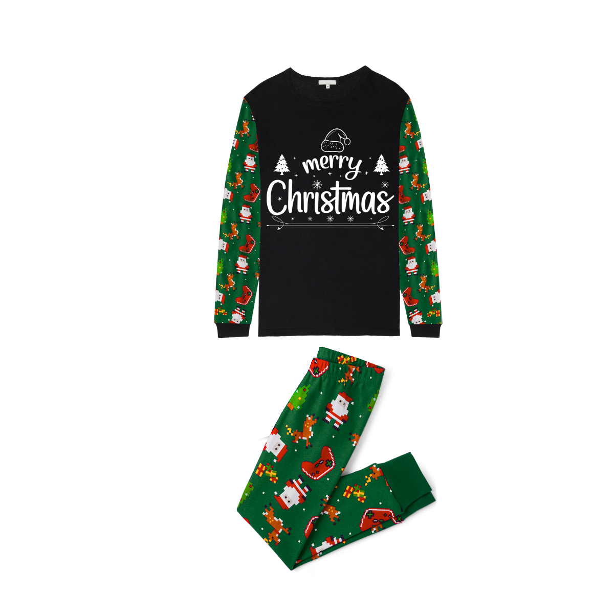 Chalkboard Merry Christmas Pajamas - Santa Green Print