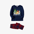 Bluey Character "Family" Design Navy Blue and Red Plaid Pants Family Matching Pajama Set