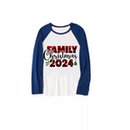 "Family Christmas 2024" Text Plaid Print Blue & Black Plaid Christmas Family Matching Pajamas